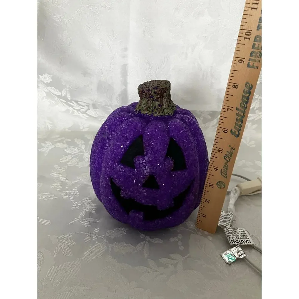 Purple Popcorn Plastic Pumpkin Light Jack O Lantern Halloween Decor Works